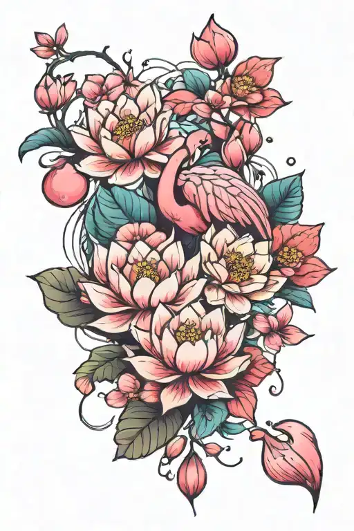 Gems Feminine Lotus Flowers Cherry Blossom Flamingo