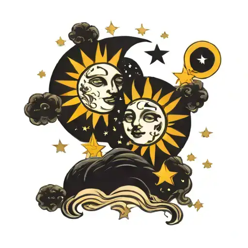 Sun And Moon Inspired By Starry Night