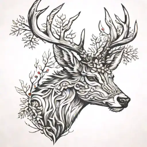 Deer Head With Trees