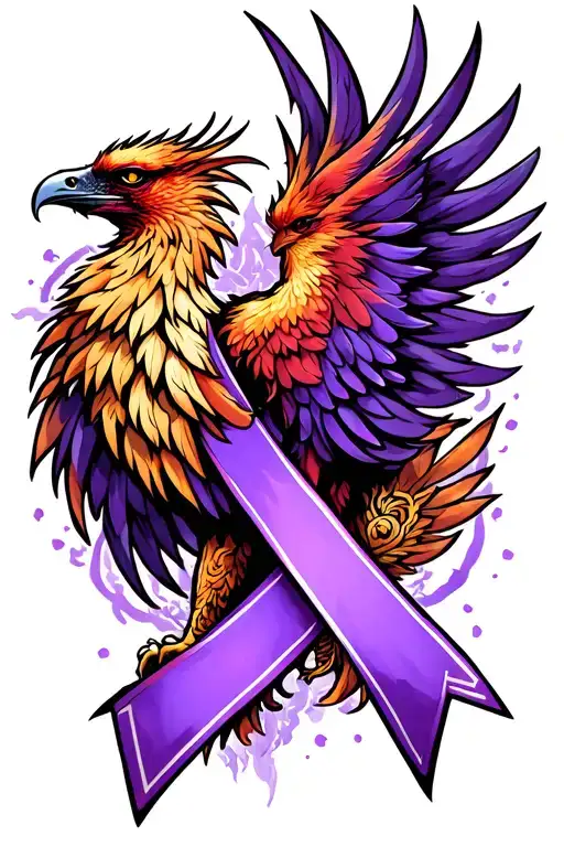 Phoenix And Purple Awareness Ribbon