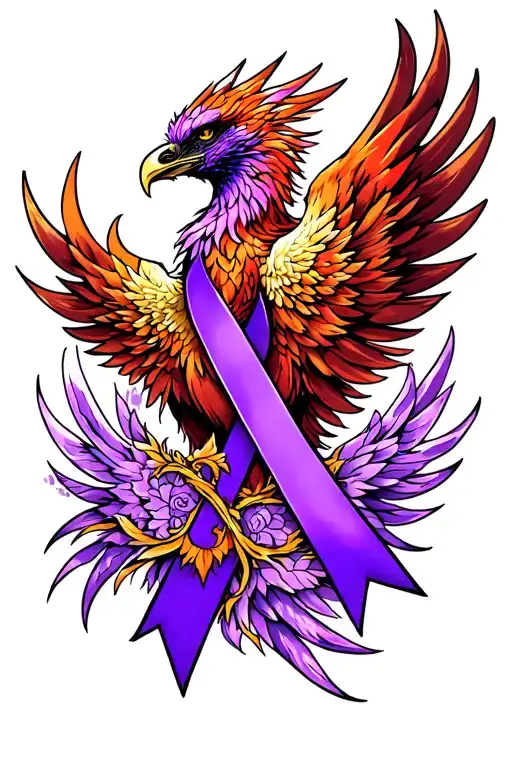 Phoenix And Purple Awareness Ribbon