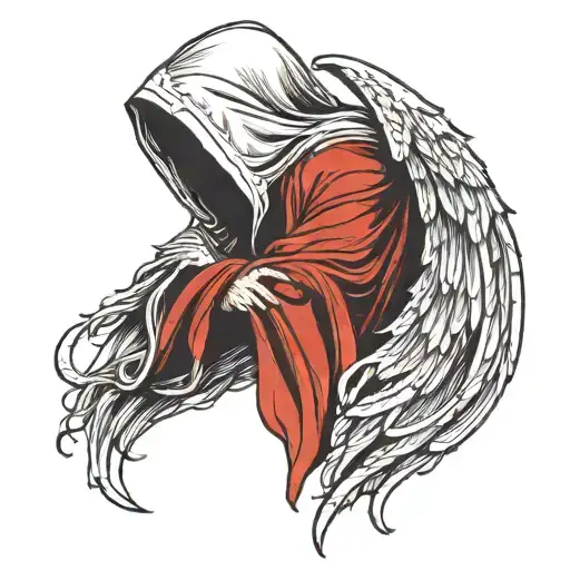 Side Angle Angel With Hood And No Face