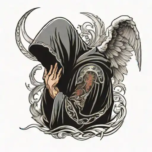 Side Angle Angel With Hood And No Face And Hands Praying