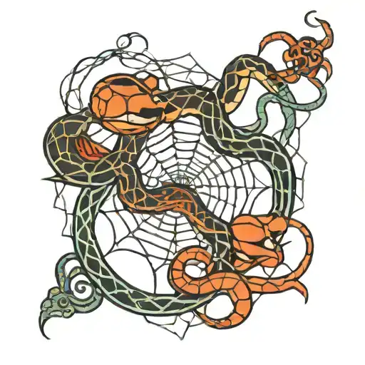 Snake And Spider Web
