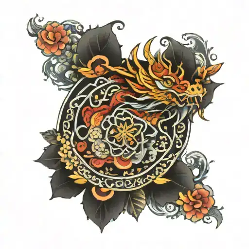 Mandala Asian Inspired Dragon