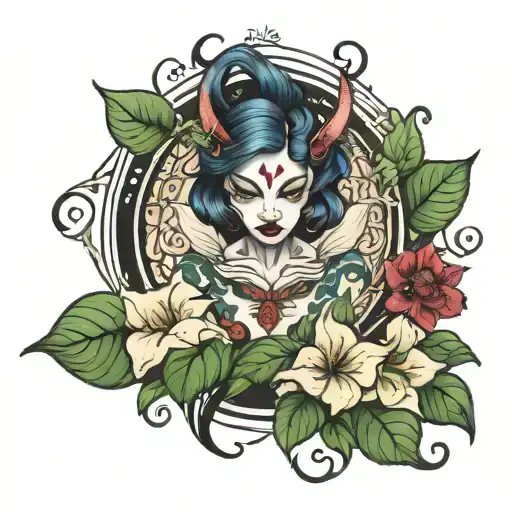 Feminine Demon In Morning Glory