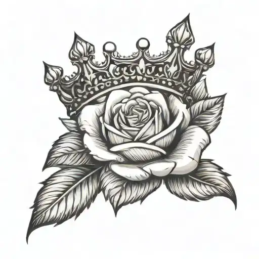 Crown With Rose In Middle Finger