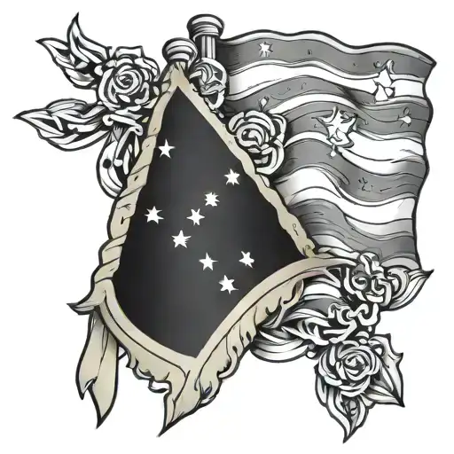 Colombian American Flag Intertwined Black And Grey Tattoo Intertwined