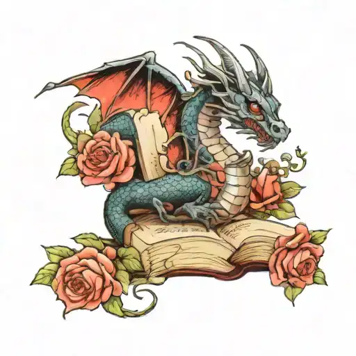 Book With A Dragon And Roses Wrapped