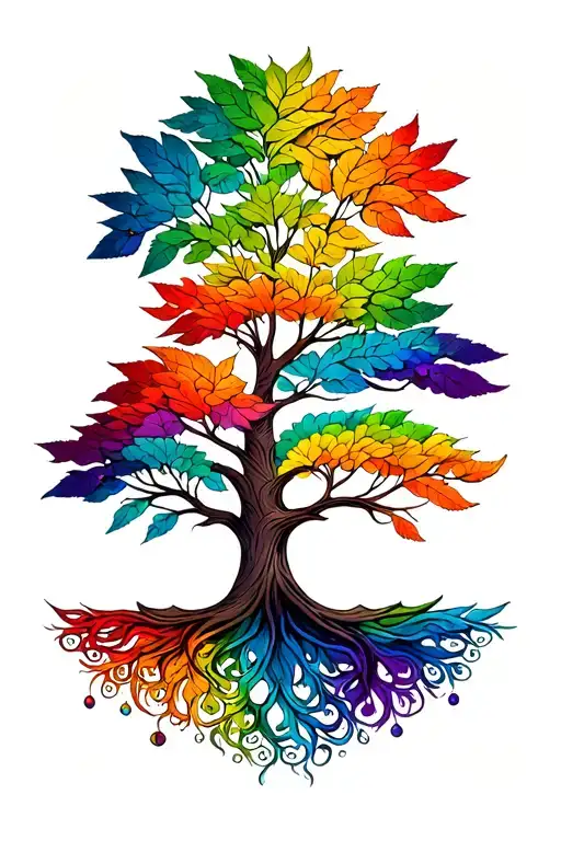 Tree Of Life With Rainbow Leaves