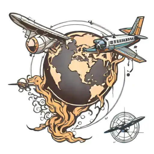 Earth Globe With A Plane Flying
