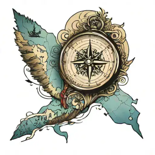 Compass With A Background Of Bristol Bay Map