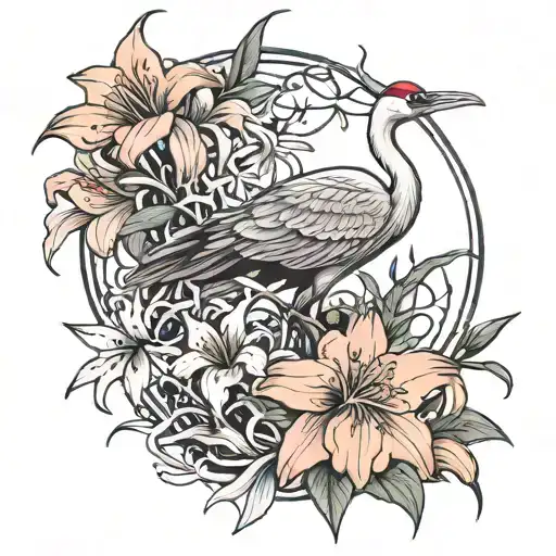 Crane And Spider Lilies