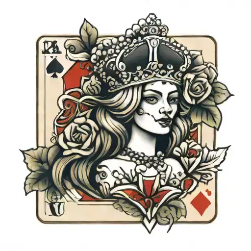 Crown Queen Spades Card