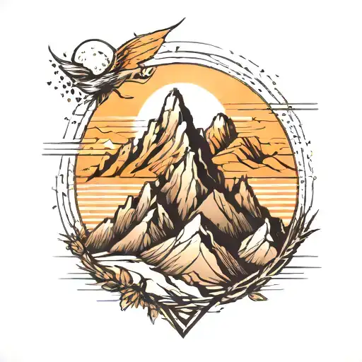A Tattoo Of Mountains In The Style Of Lines Something That Symbolizes Freedom