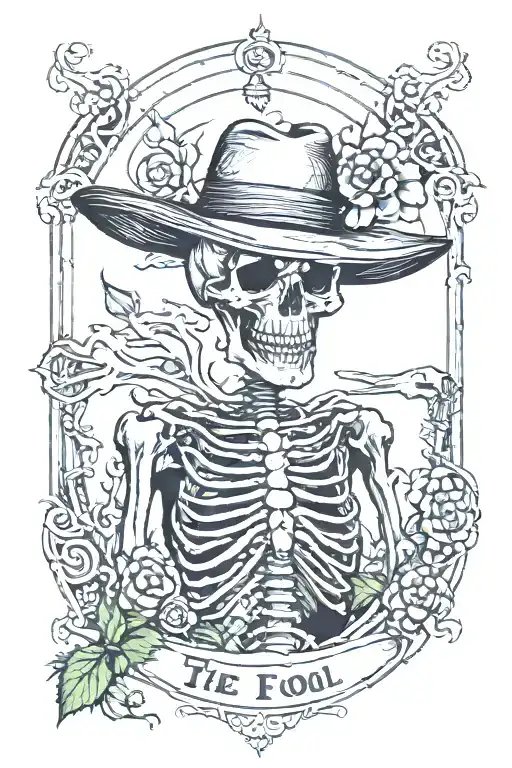 The Fool Tarot Card Design Featuring Skeleton And Trucker Hat
