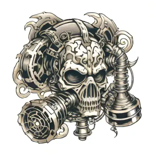 Biomechanical Sleeve With Skull Gas Mask