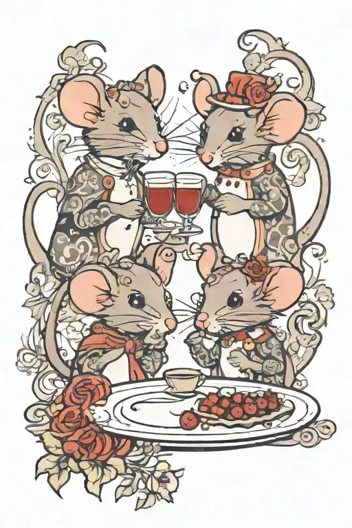 A Male And A Female Mouse At Romatic Dinner Scene