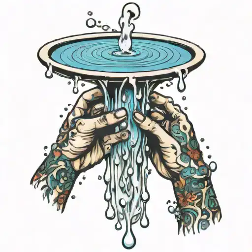 Hands Holding Falling Water