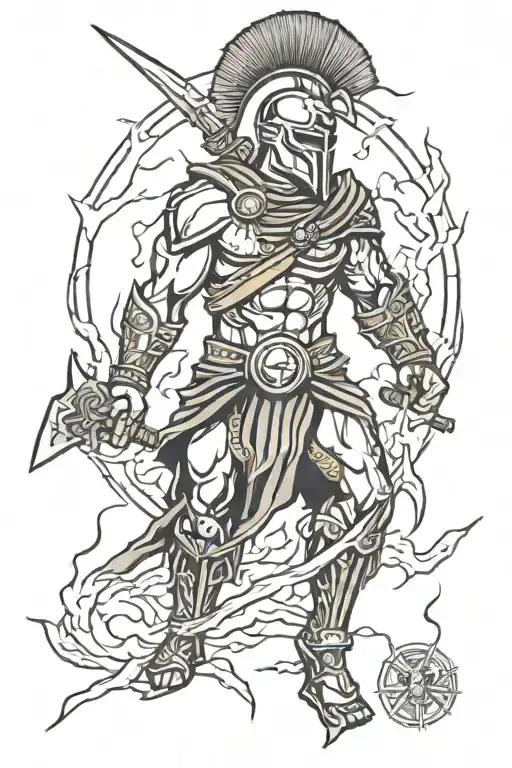 Spartan With Lightning Striking