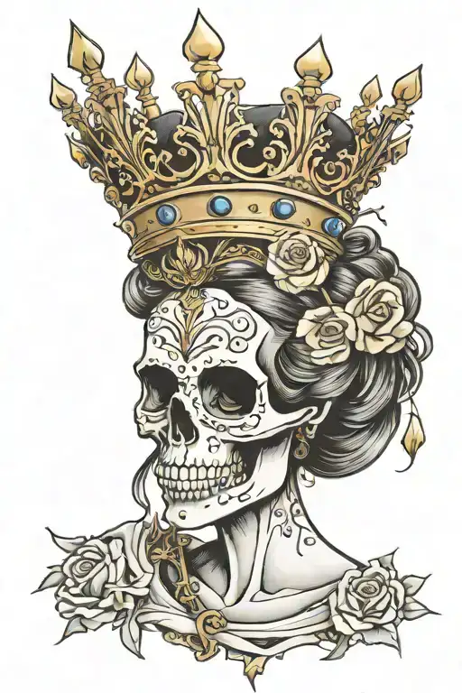 Queen Skull Wearing A Crown