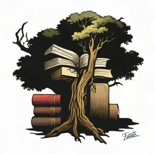 Tree And Books Surrounded