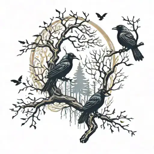 Forest With Crows