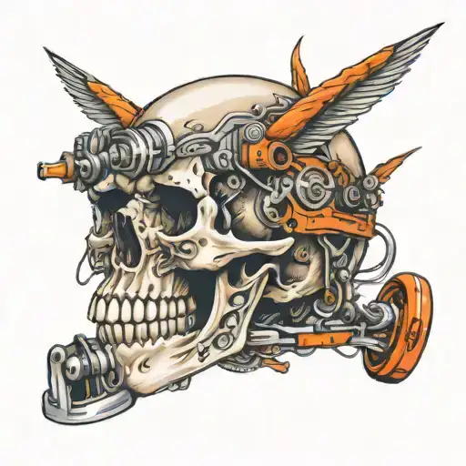 Skull With Car Parts Integrated