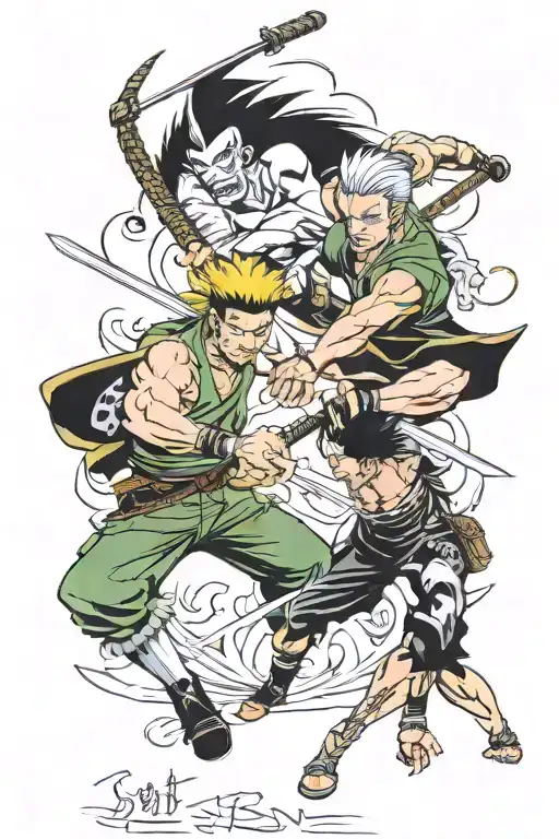 Roronoa Zoro And Zabuza Momochi Fighting