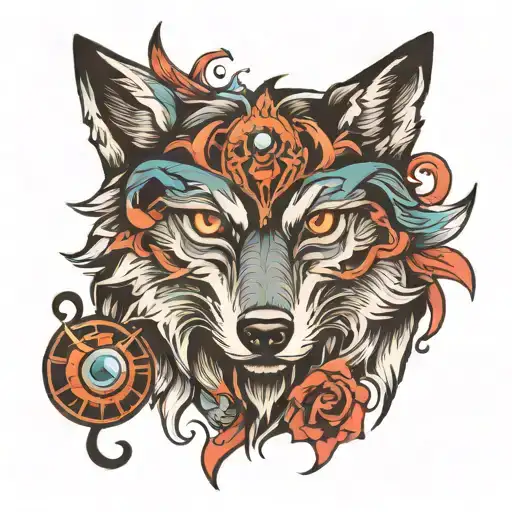 Wolf And Eye Looking