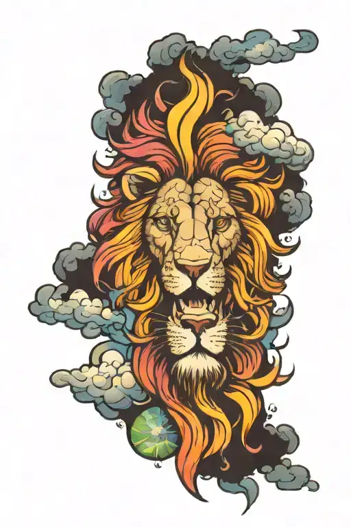 Lion Cloud Rainbow Earth