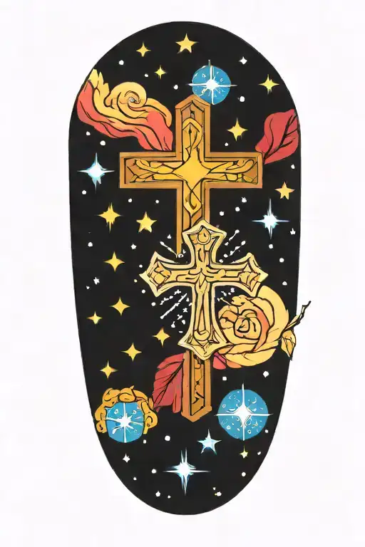 Starry Sky With A Cross In The Center