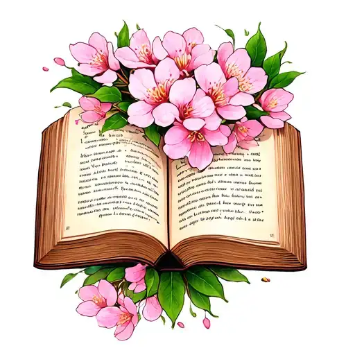 Cherry Blossom Emerging From A Book Feminine