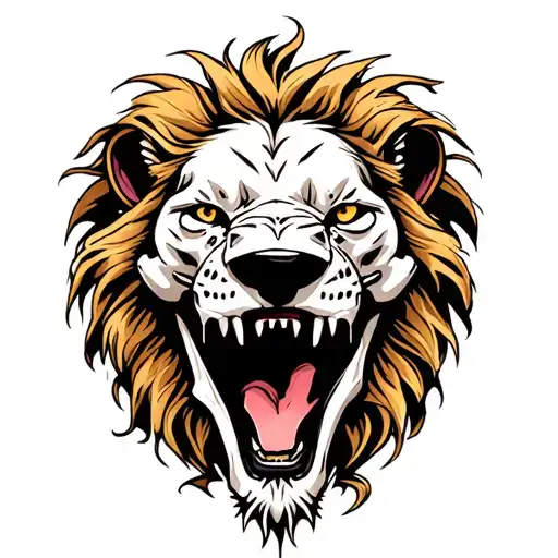 Lions Skull Open Mouth Open