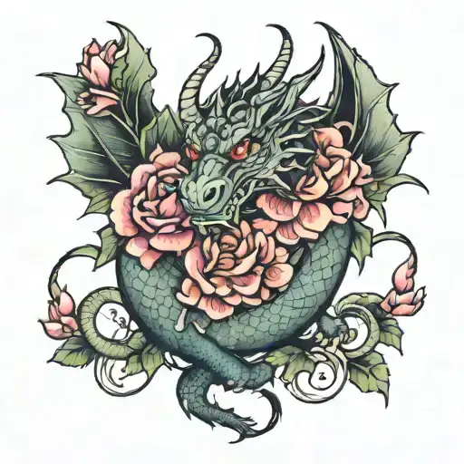 Dragon With Flowers