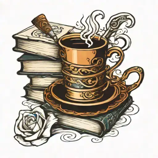 Stack Of Books With Coffee Mug