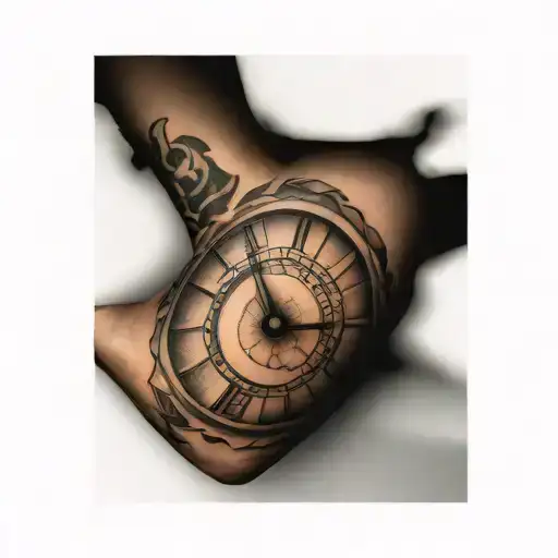 Fibonacci Spiral Clock On Elbow Realistic Simple