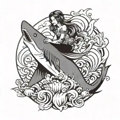 Mermaid Sitting On A Shark