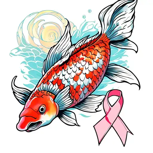 Koi Fish With Breast Cancer Ribbon