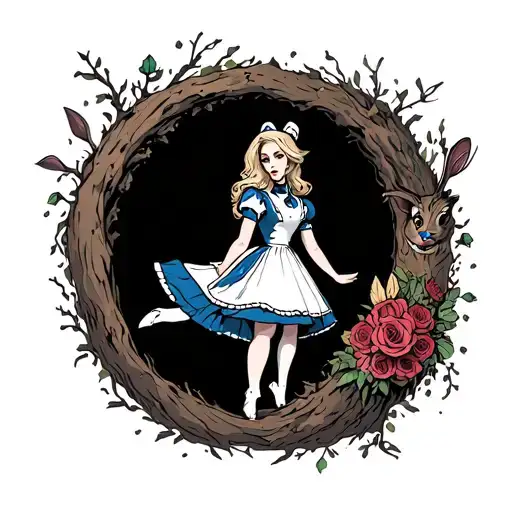 A Gothic Alice Falling Down The Rabbit Hole