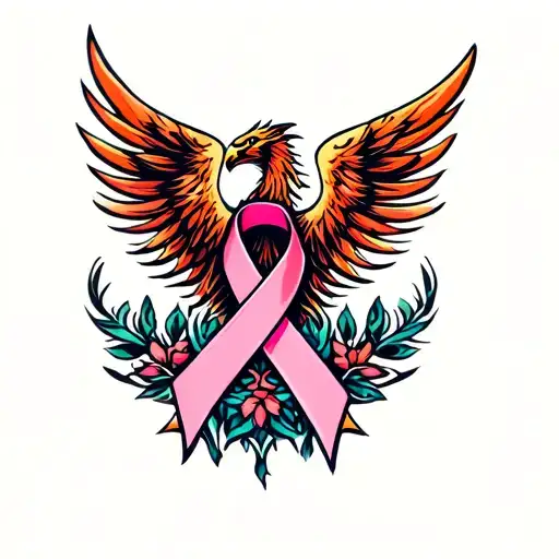 Phoenix Breast Cancer Ribbon Intertwined