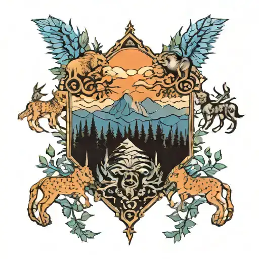 Blue Ridge Mountains Panorama Forest With Animals