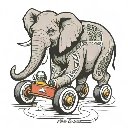 Elephant Playing Roller Derby