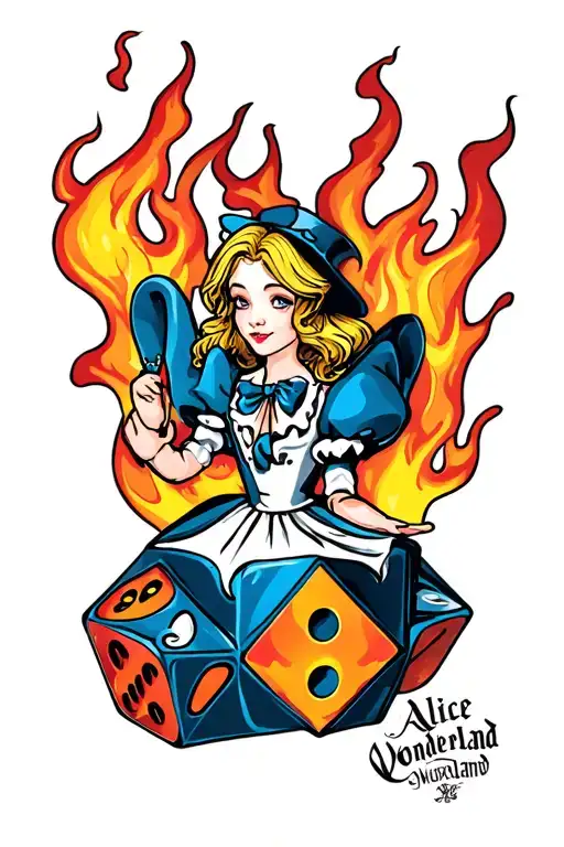 Alice In Wonderland Dice Flames