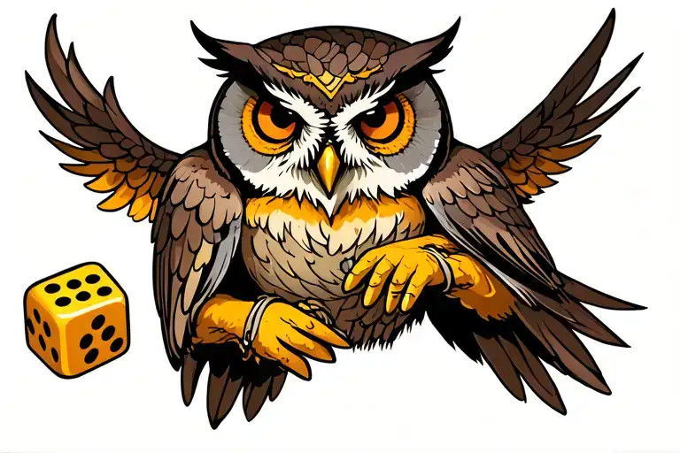 Owl Holding Dice Blessed