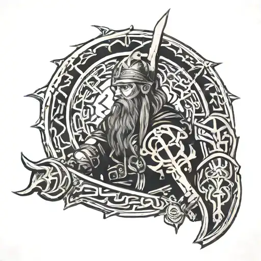 Black Out Fore Arm Sleeve Tattoo Depicting Viking Runes