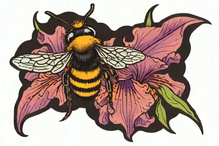 Small Bee And Purple Iris