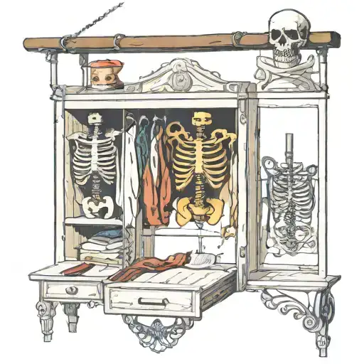 Hanged Skeleton In Vintage Closet