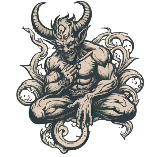 Devil Praying For Forgiveness From God Symbol In Alchemy