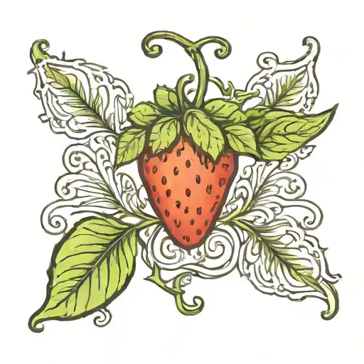 Strawberry On A Vine But Vine Is A Letter S